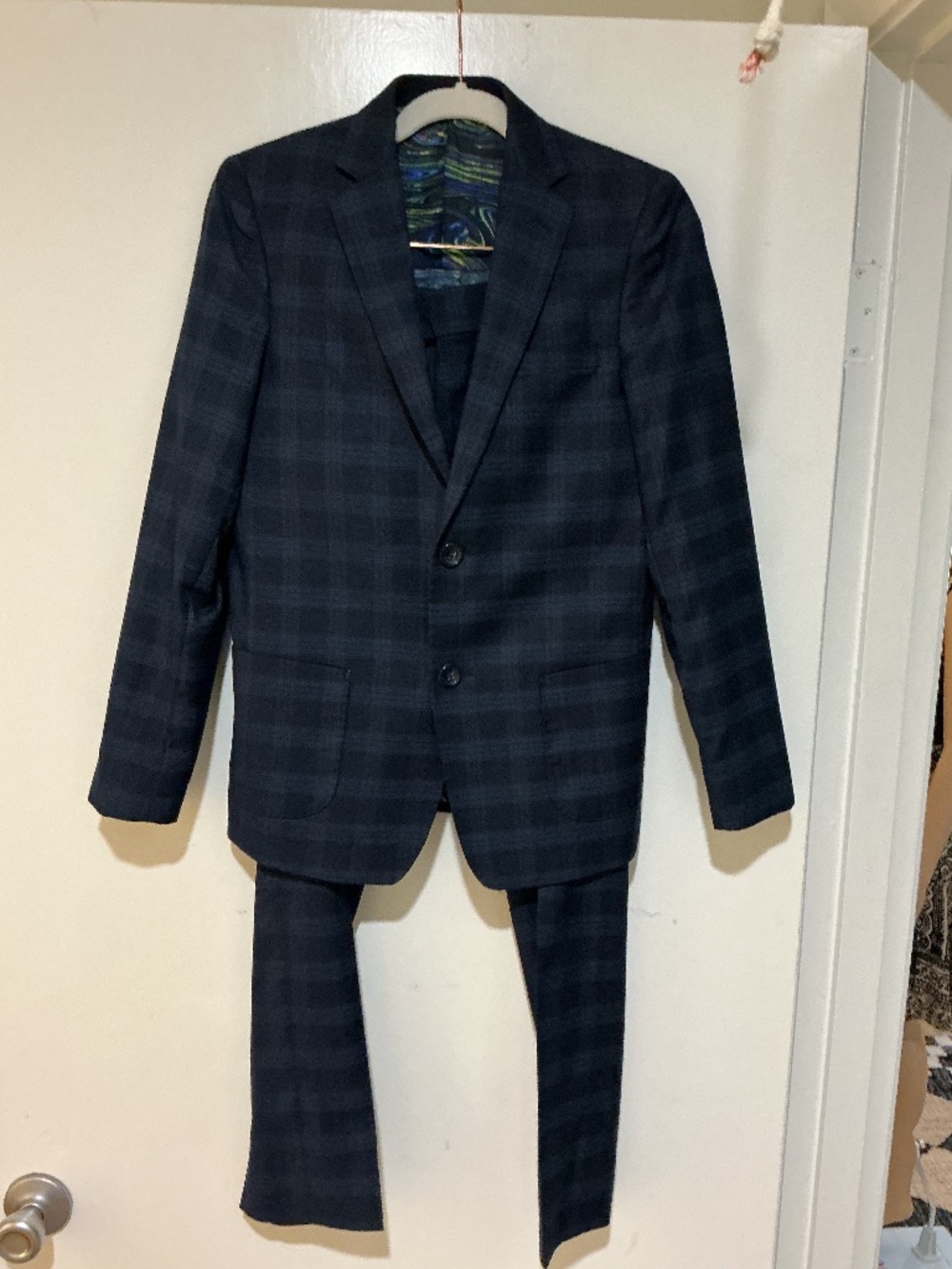T.o. Boys 2pc Suit Blue plaid Size 14